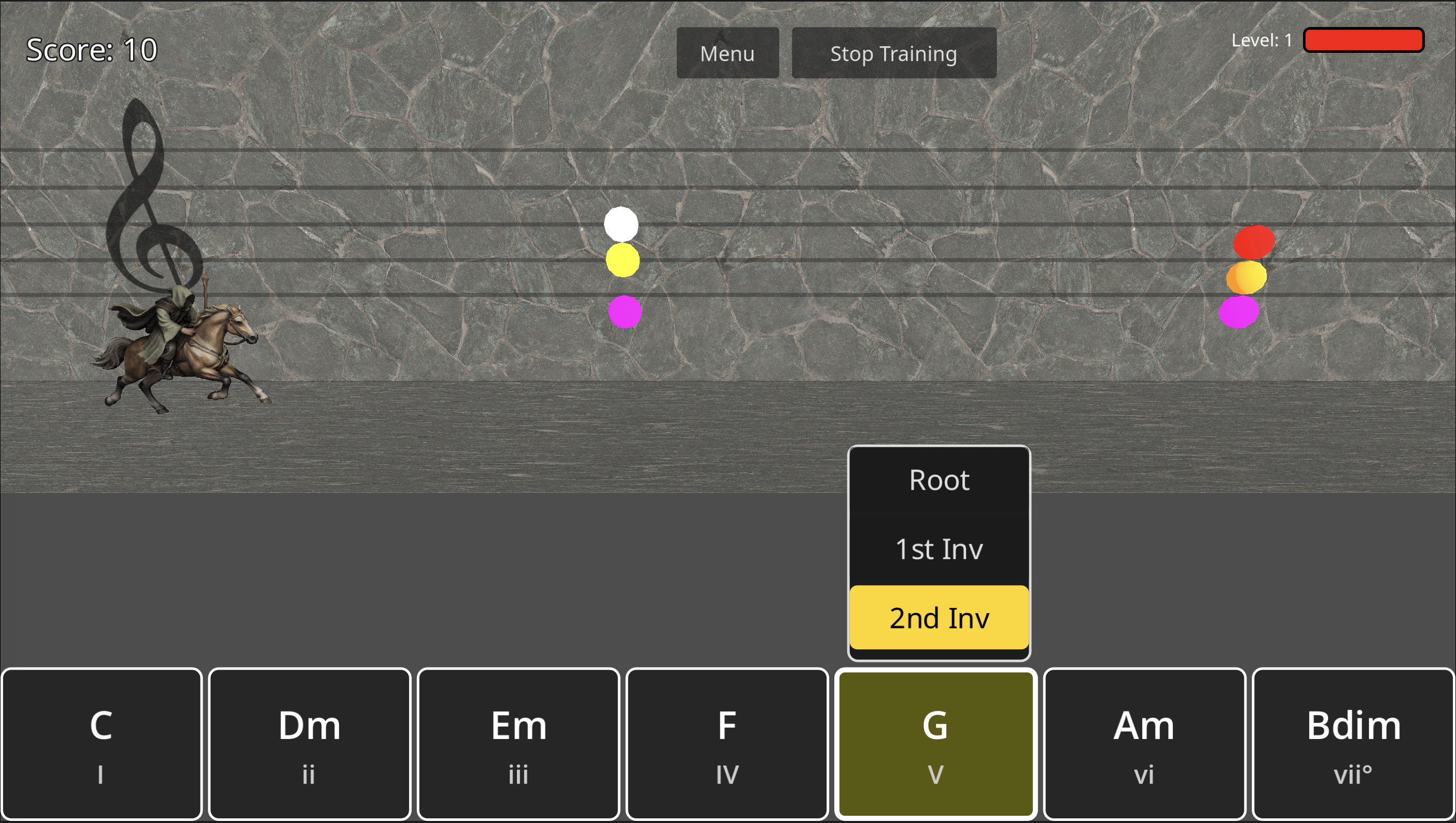 Chord mode with letter buttons